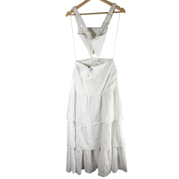 Significant Other Eleanor Eyelet Cut Out Backless Midi Dress Size US 4 Ivory - Picture 4 of 15